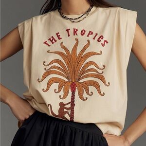 Farm Rio•THE TROPICS Organic Cotton Tee•XL | Boho Vacation Resortwear Aesthetic